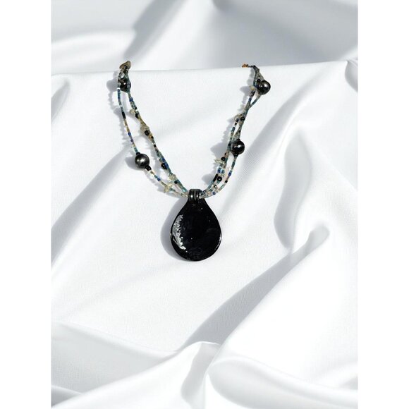 CJ Banks Glass Pendant Peacock Necklace With Multicolor Beads - Picture 6 of 8